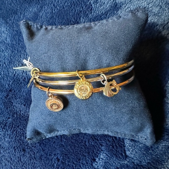 Coach Bangle Bracelet Set with Charms Tri-Color Plated Metal - Picture 2 of 5